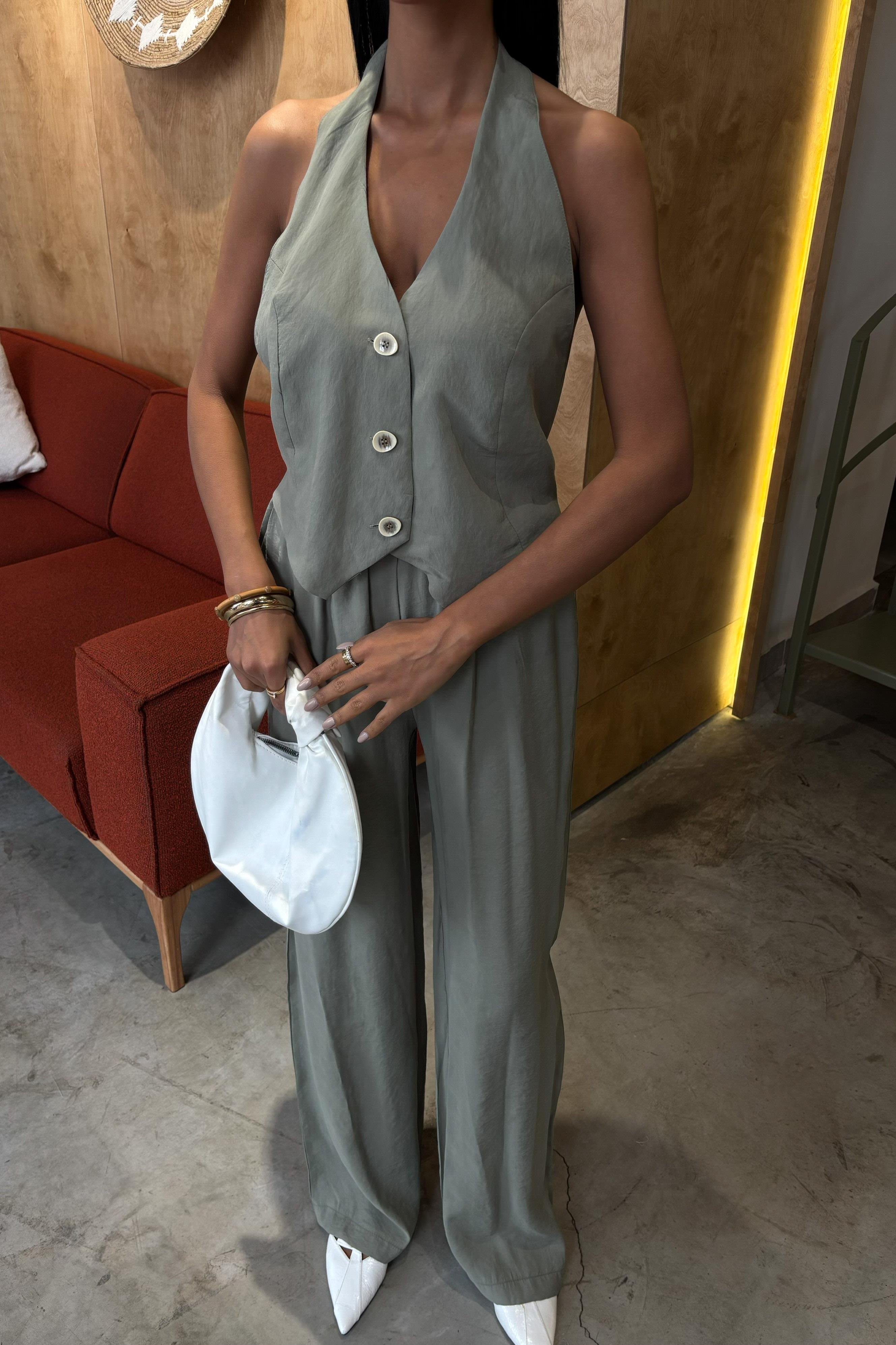 Halter Yaka Yelekli Modal Takım 10144 R9-K-K2