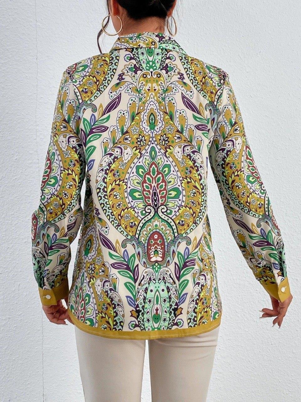 Hawaii Desenli Saten Gömlek 3296-08