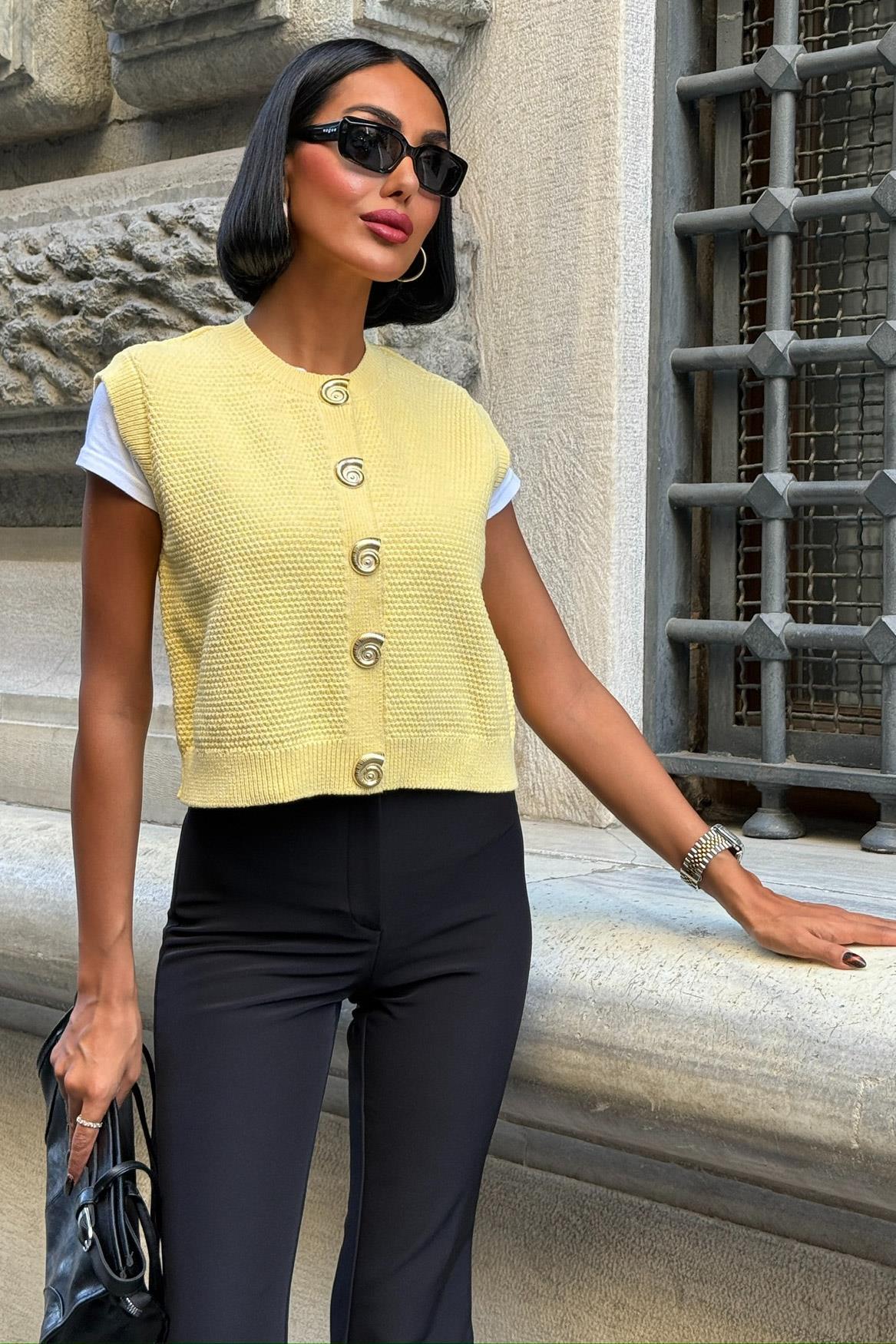 Helios Gold Düğmeli Triko Yelek 5186 R2-D-K3