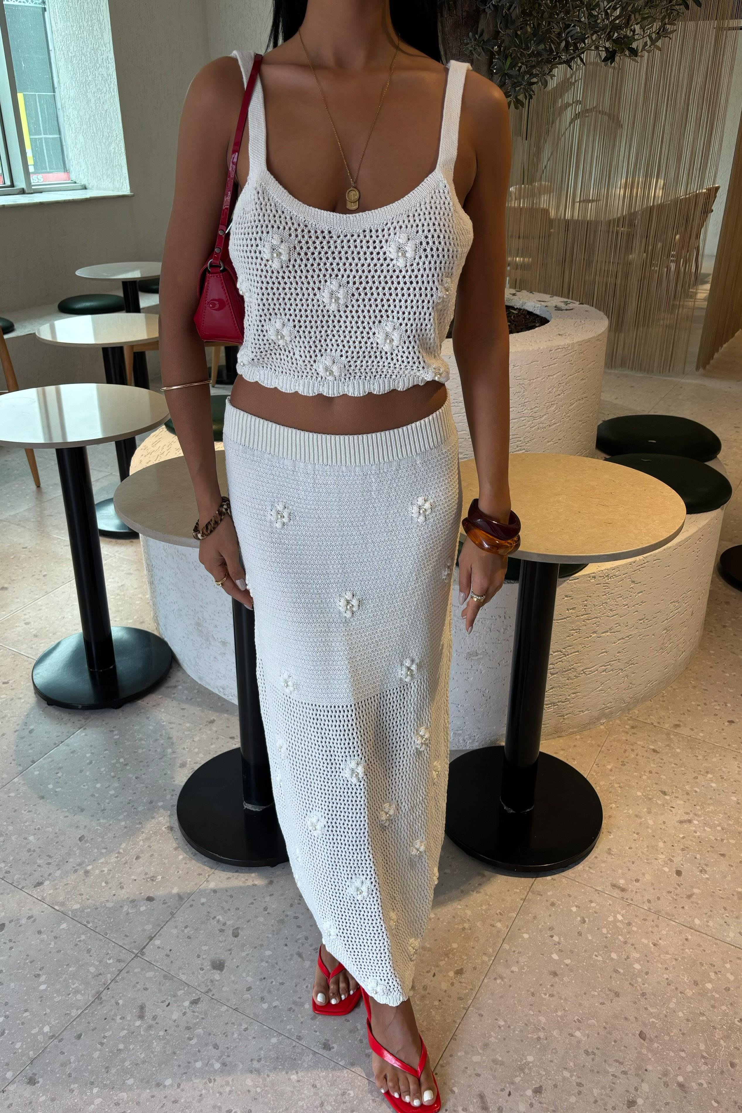 İnci ve Çiçek Detaylı Büstiyerli Triko Takım 10100 R2-C-K3