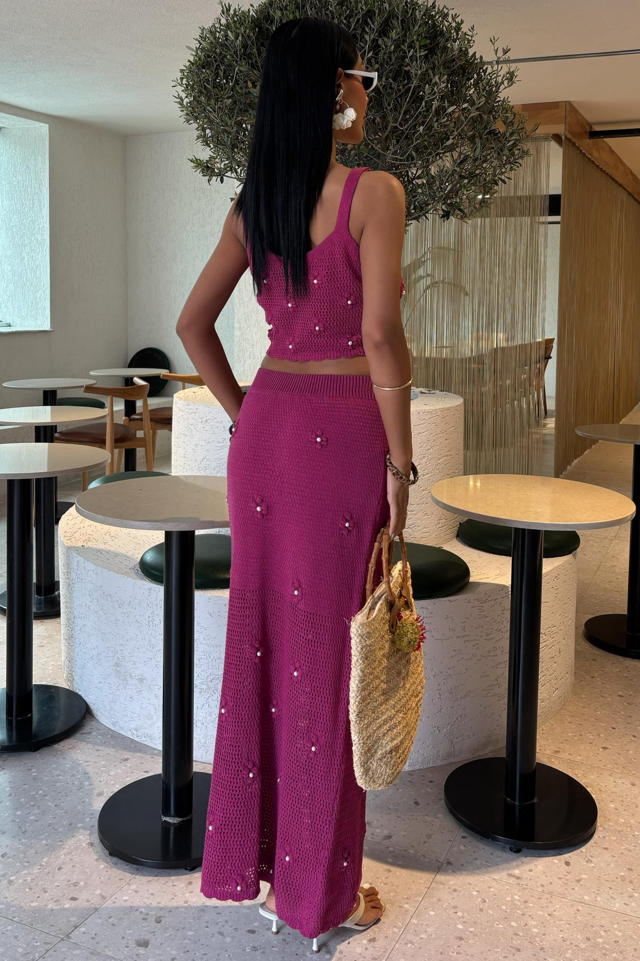 İnci ve Çiçek Detaylı Büstiyerli Triko Takım 10100 R2-C-K3