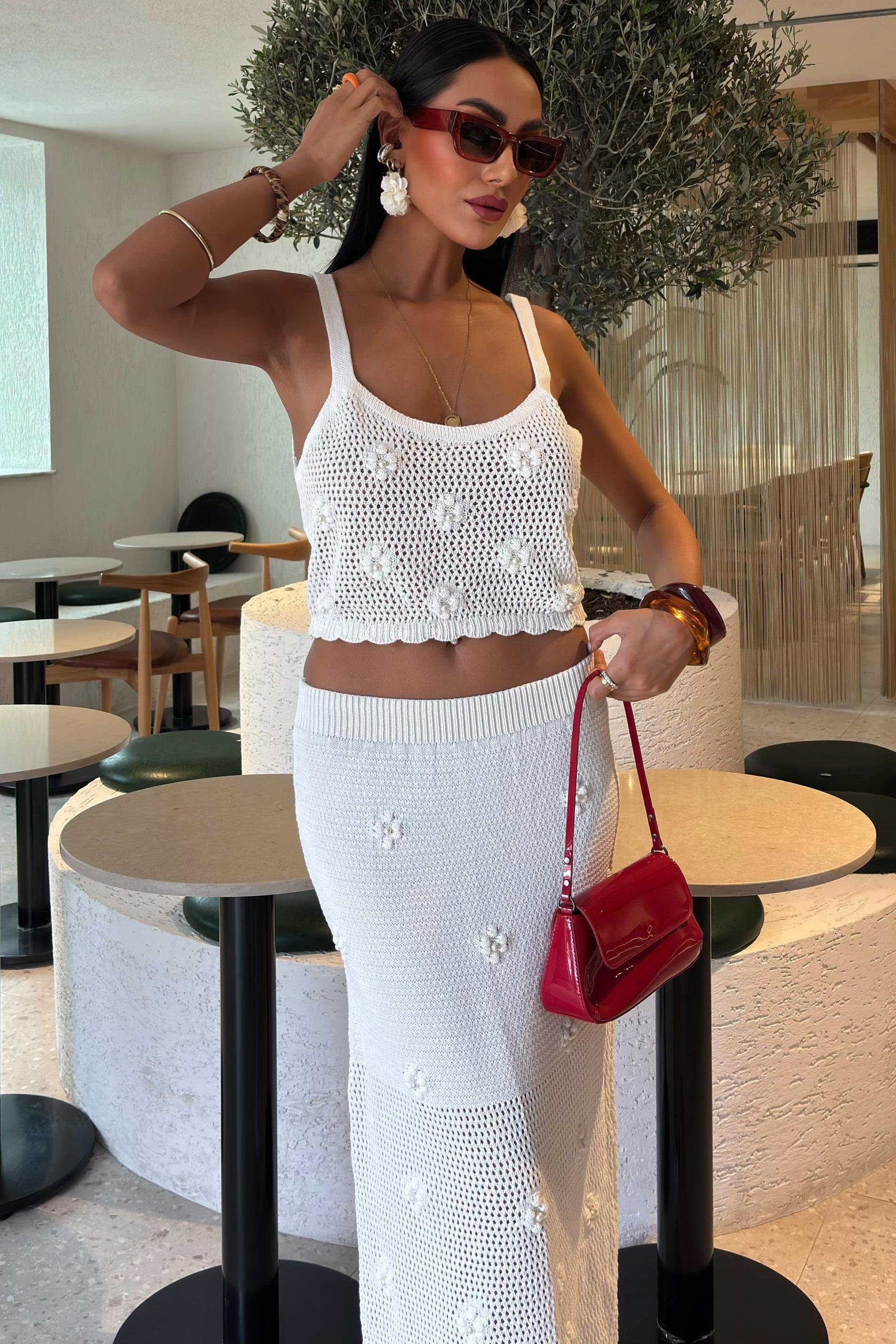 İnci ve Çiçek Detaylı Büstiyerli Triko Takım 10100 R2-C-K3