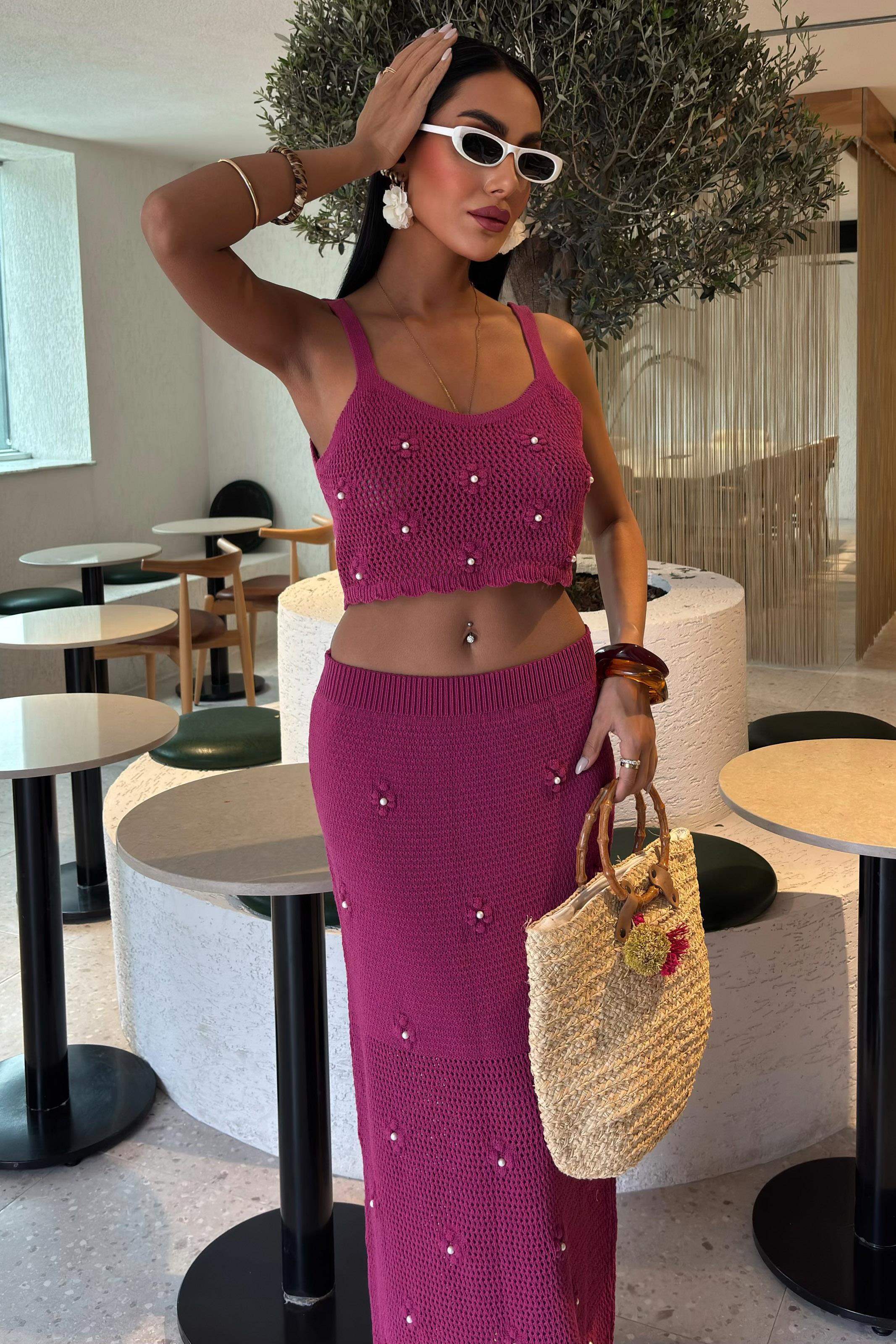 İnci ve Çiçek Detaylı Büstiyerli Triko Takım 10100 R2-C-K3