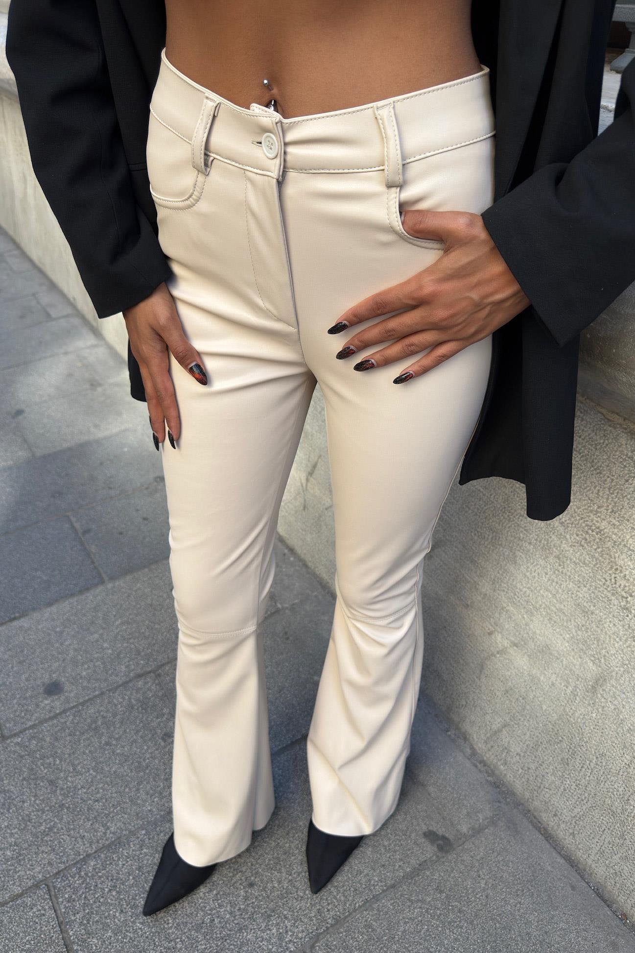 İspanyol Paça Deri Pantolon 0088 R4-E-K3