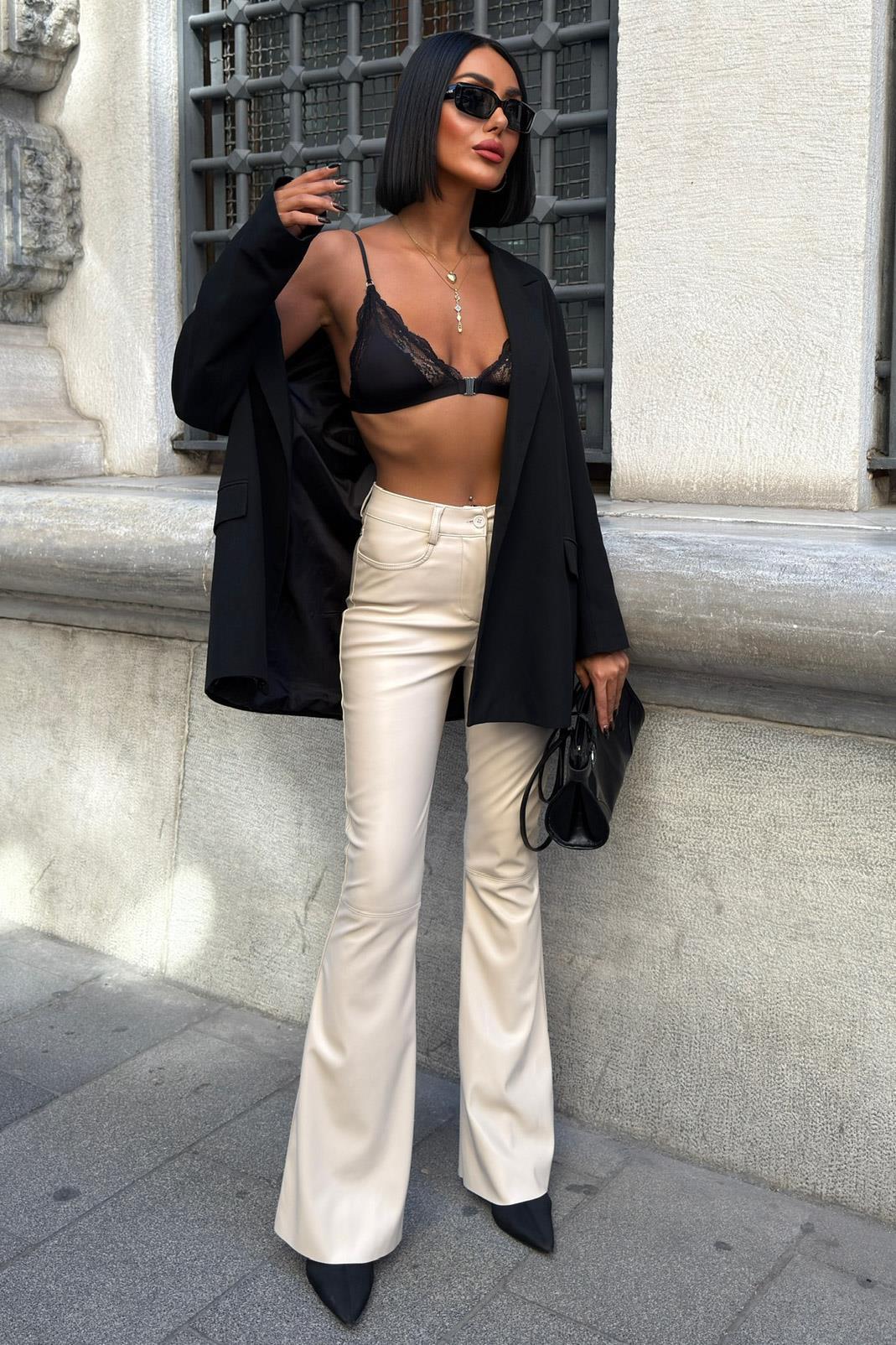 İspanyol Paça Deri Pantolon 0088 R4-E-K3