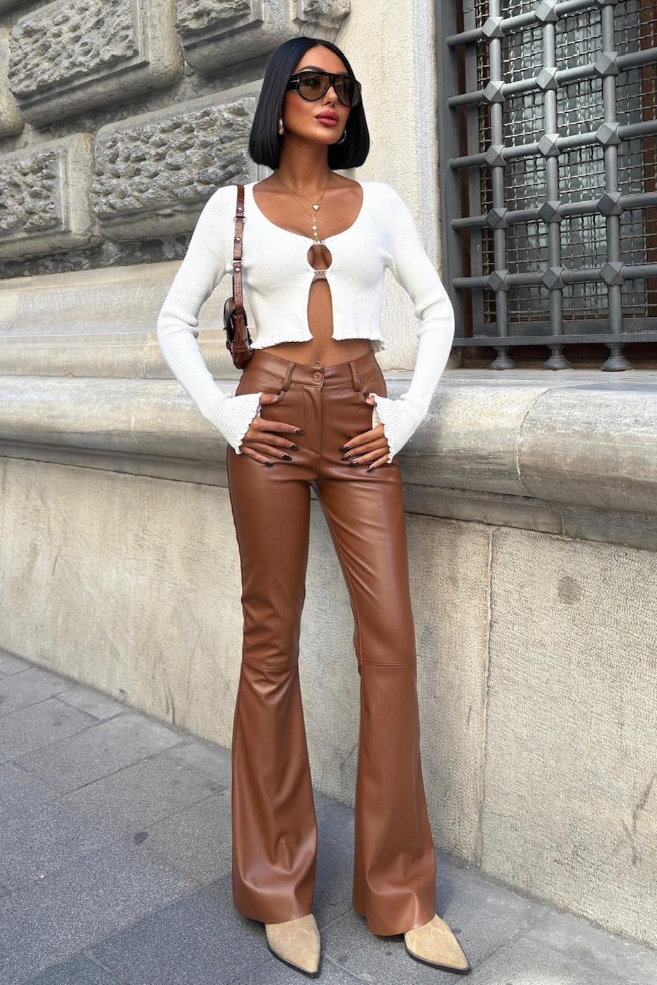 İspanyol Paça Deri Pantolon 0088 R4-E-K3