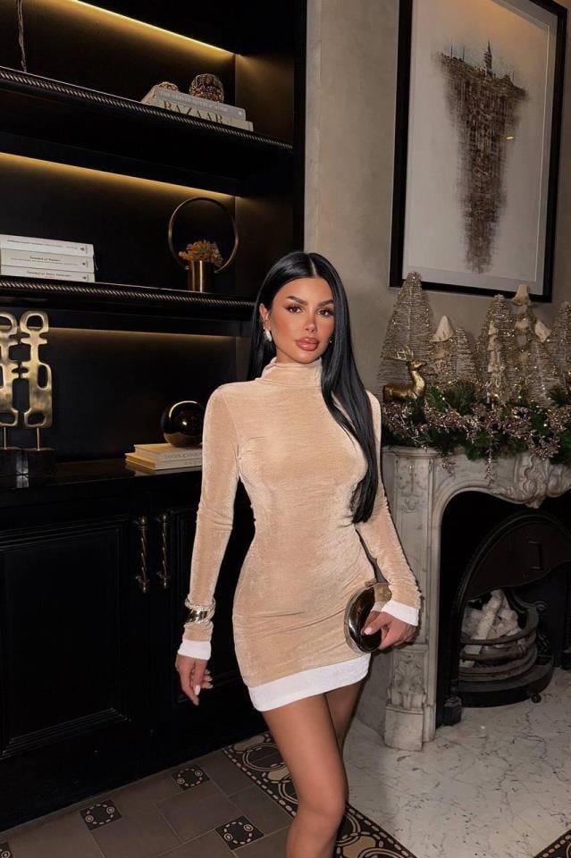 İthal Buzi Kumaş Garnili ZR Model Elbise