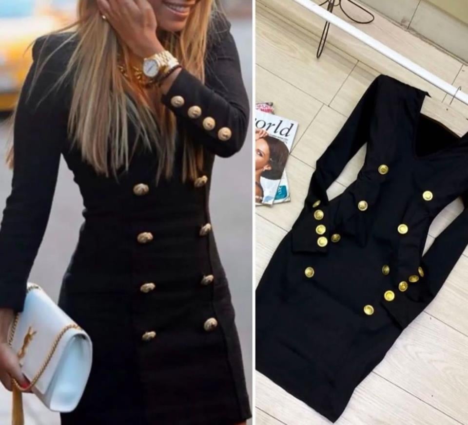 İthal Ful Likralı Dalgıç Kumaş Düğme Detaylı Elbise