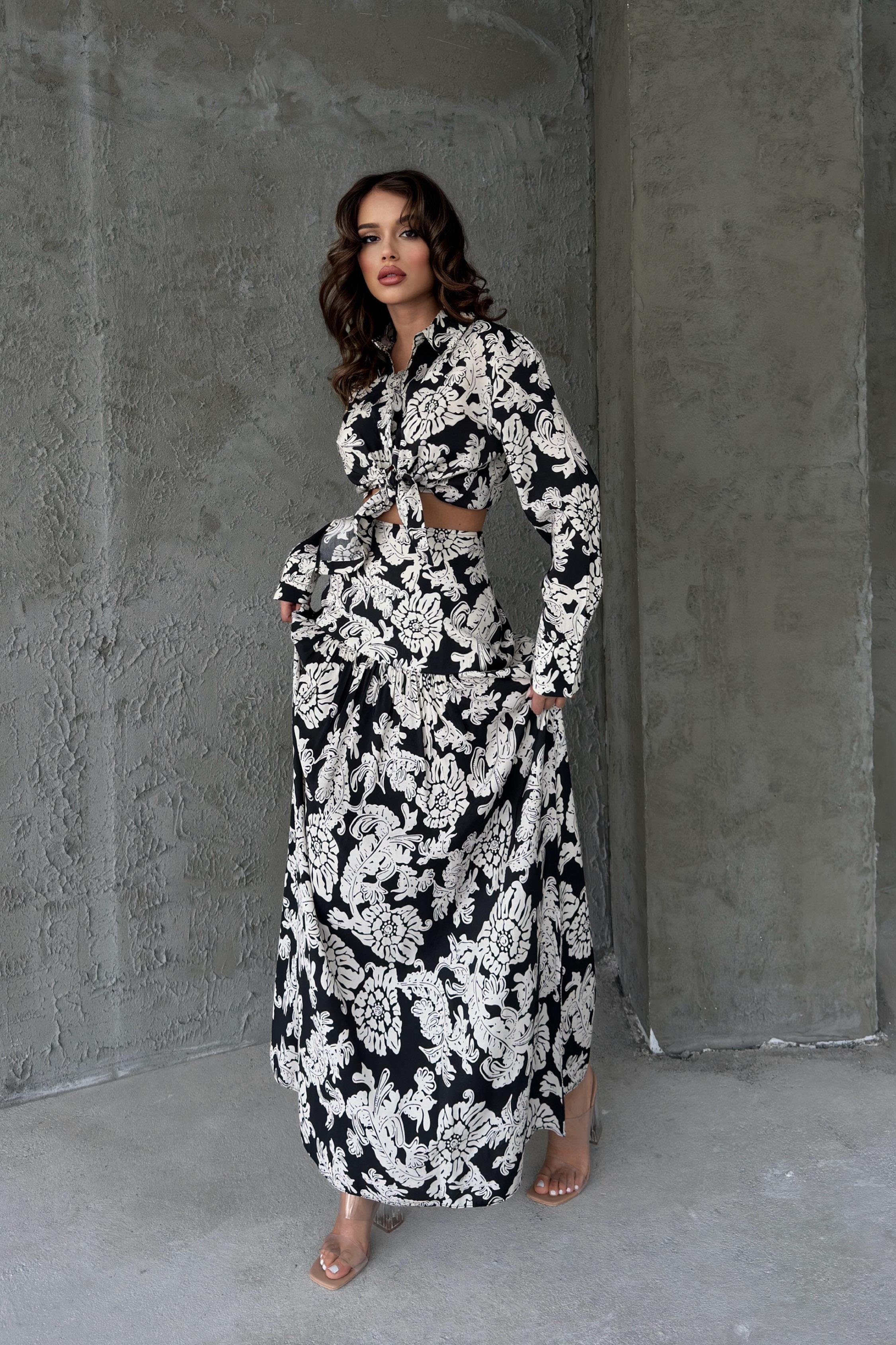 Jose Çiçek Desen Pileli Etek 4033-08