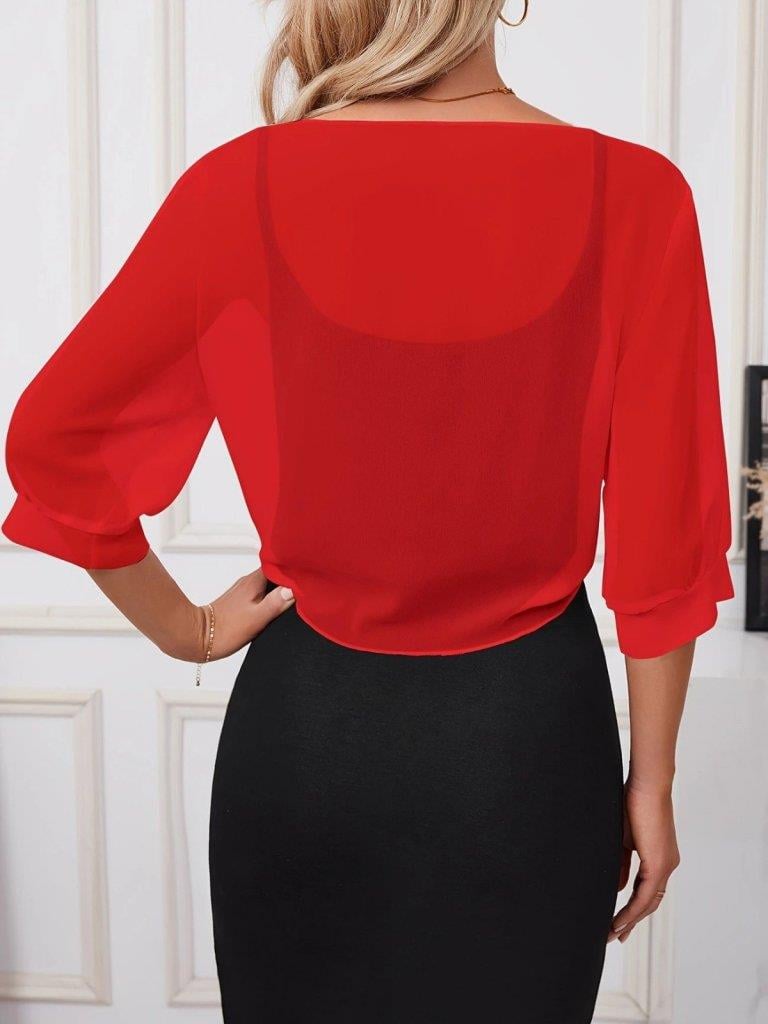 Kadın Fakir Kollu önden Bağlamalı Kısa şifon Bolero Ceket