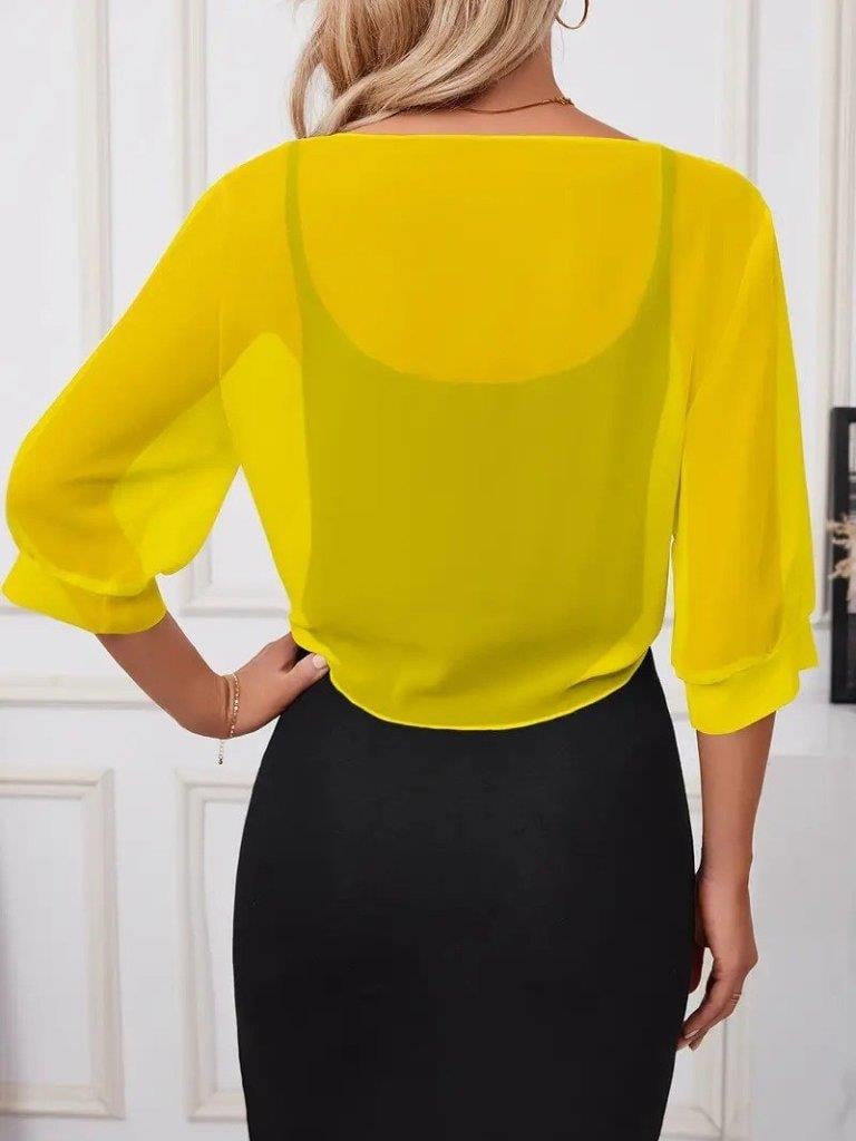 Kadın Fakir Kollu önden Bağlamalı Kısa şifon Bolero Ceket