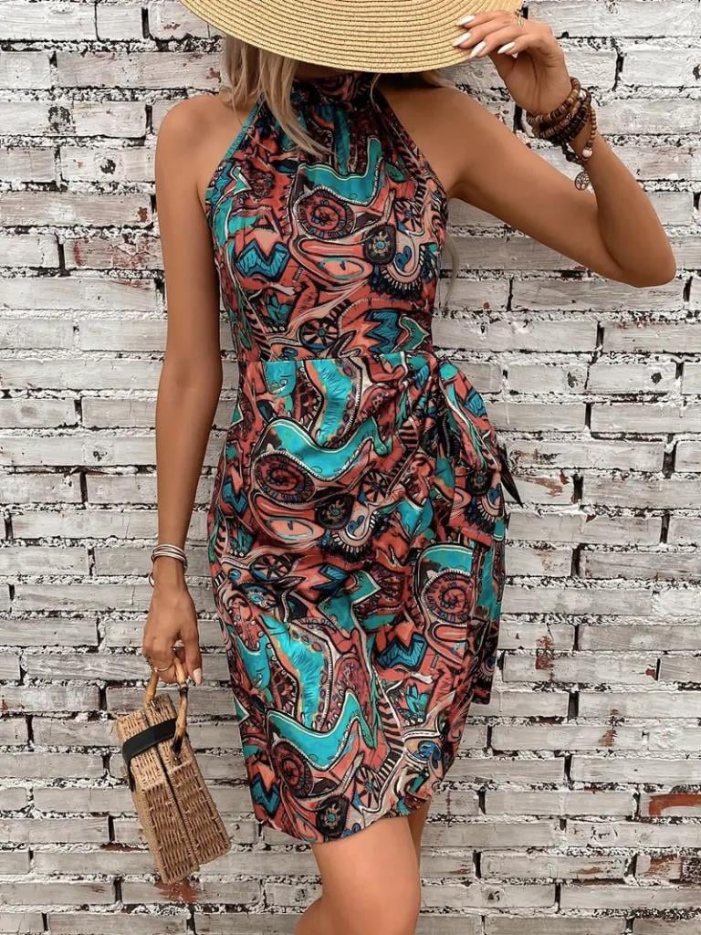 Kadın Omuzlardan Açık Yarı Balıkçı Yaka Yandan çapraz Bağlama Detaylı Süprem Kısa Elbise