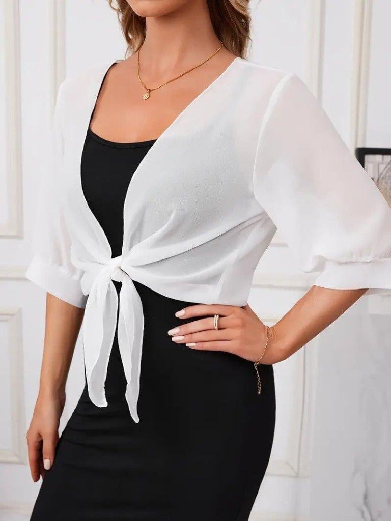 Kadın Truvakar Kol önden Bağlamalı Kısa şifon Bolero Ceket