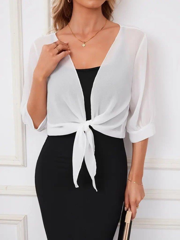 Kadın Truvakar Kol önden Bağlamalı Kısa şifon Bolero Ceket