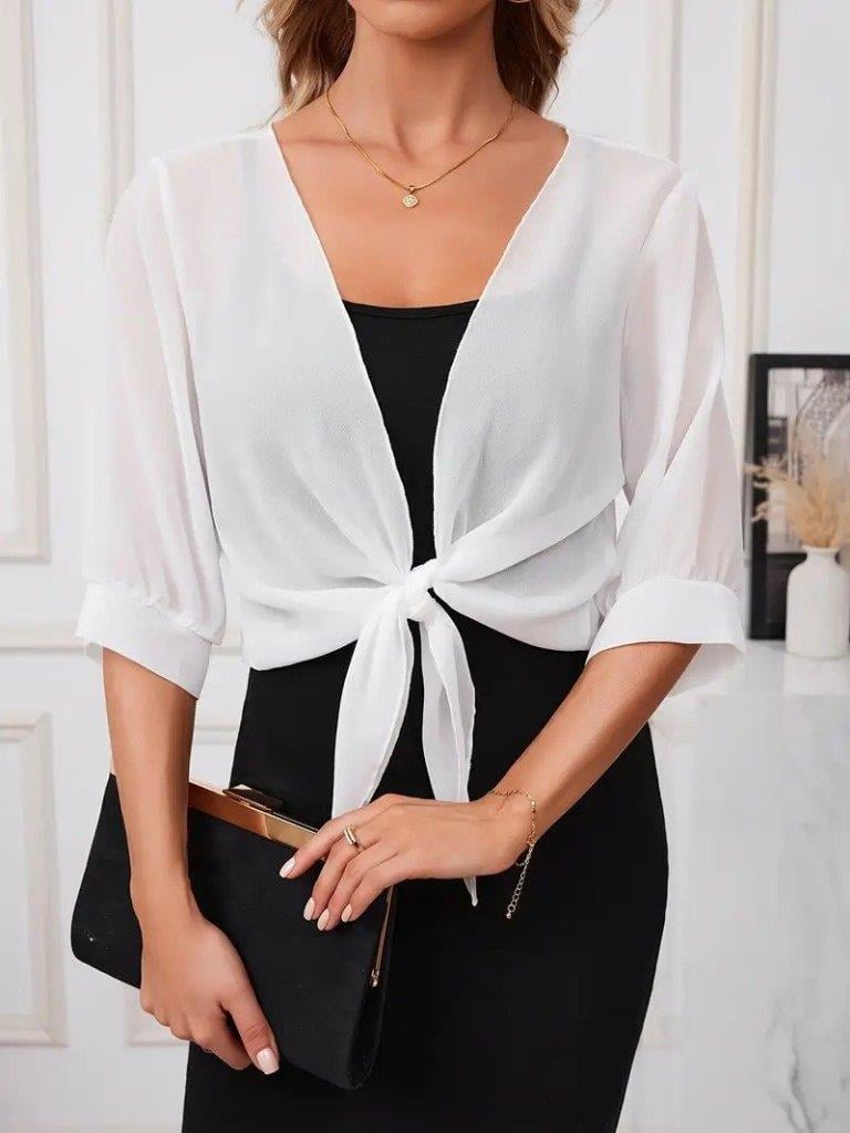 Kadın Truvakar Kol önden Bağlamalı Kısa şifon Bolero Ceket
