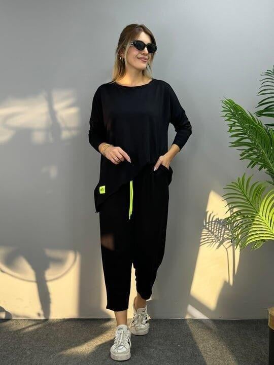 Kadın Uzun Kollu Arma Detaylı Iki Iplik Viskon Ikili Takım