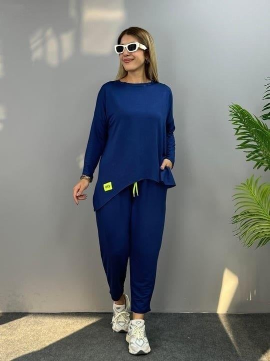 Kadın Uzun Kollu Arma Detaylı Iki Iplik Viskon Ikili Takım