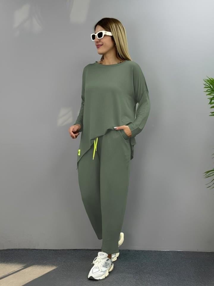 Kadın Uzun Kollu Arma Detaylı Iki Iplik Viskon Ikili Takım