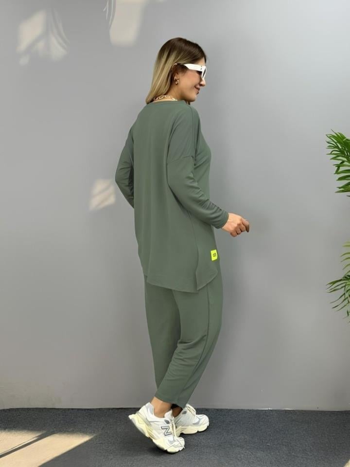 Kadın Uzun Kollu Arma Detaylı Iki Iplik Viskon Ikili Takım