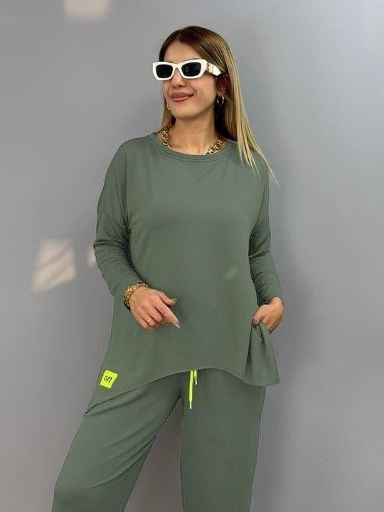 Kadın Uzun Kollu Arma Detaylı Iki Iplik Viskon Ikili Takım