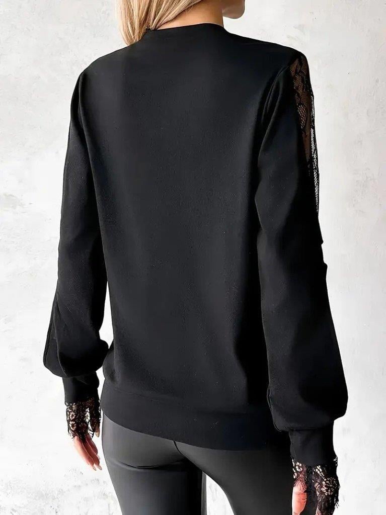 Kadın Uzun Kollu Damla Detaylı Viskon Iki Iplik Bluz