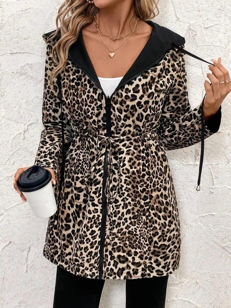 Kadın Uzun Kollu Kapşonlu çift Taraflı Cepli Bağcıklı Fermuarlı Viskon Iki Iplik Ceket