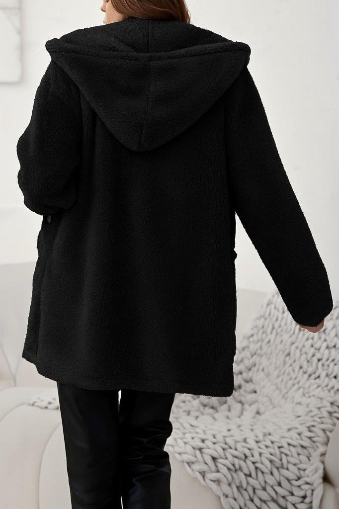 Kadın Uzun Kollu Kapşonlu önden Fermuarlı Cepli Welsoft Ceket