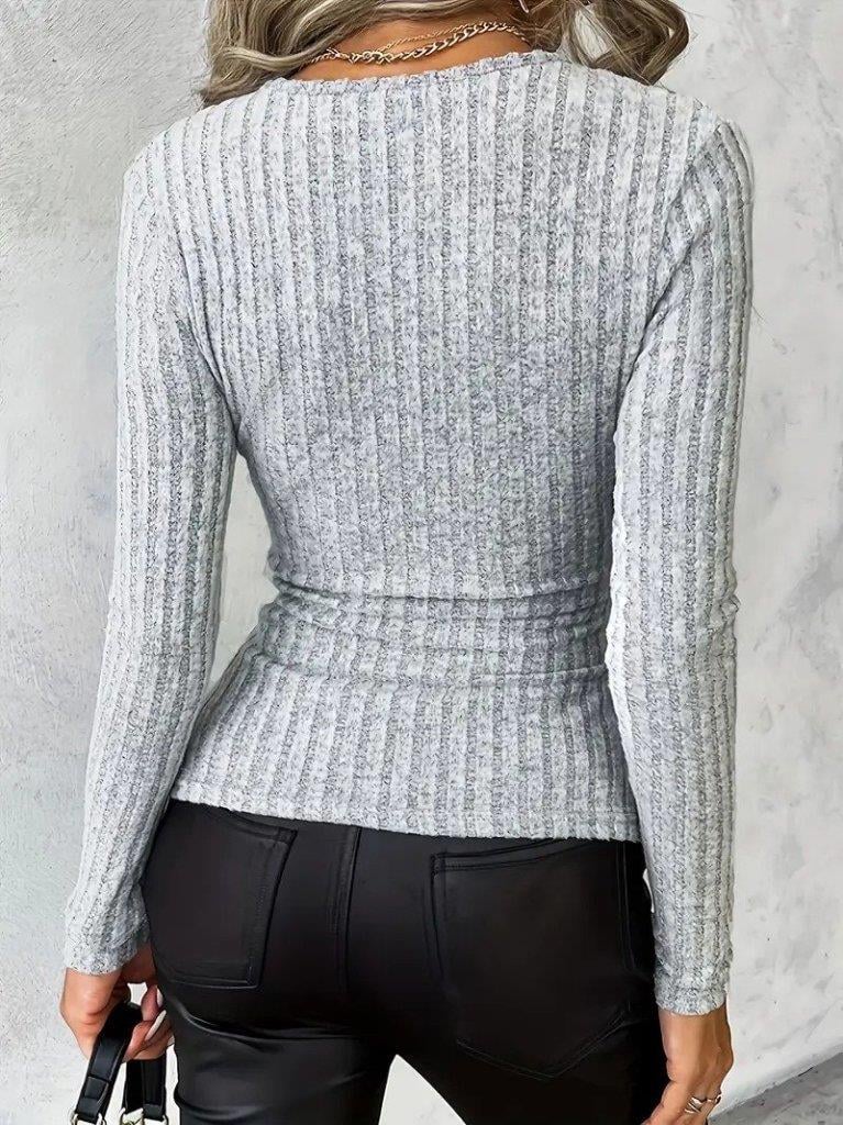 Kadın Uzun Kollu Kruvaze Yaka Yandan Düğme Detaylı şardonlu Kaşkorse Bluz