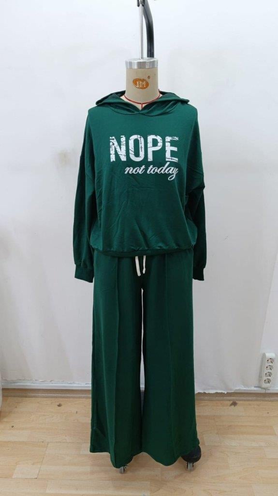 Kadın Uzun Kollu Nope Baskılı Beli Ribanalı Ikili Takım