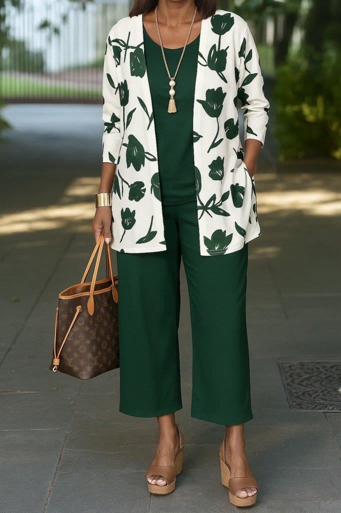 Kadın Uzun Kollu önü Açık Modal Ceket Kolsuz Viskon Iki Iplik Bluz Ve Pantolon üçlü Takım