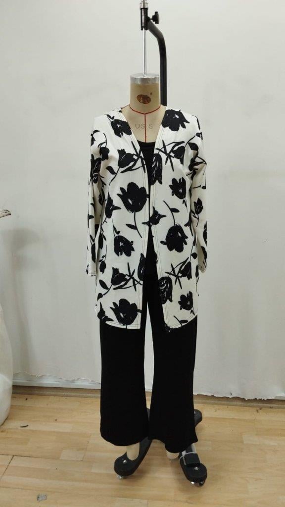 Kadın Uzun Kollu önü Açık Modal Ceket Kolsuz Viskon Iki Iplik Bluz Ve Pantolon üçlü Takım