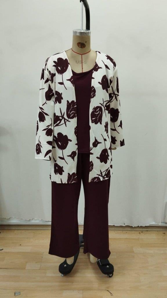 Kadın Uzun Kollu önü Açık Modal Ceket Kolsuz Viskon Iki Iplik Bluz Ve Pantolon üçlü Takım