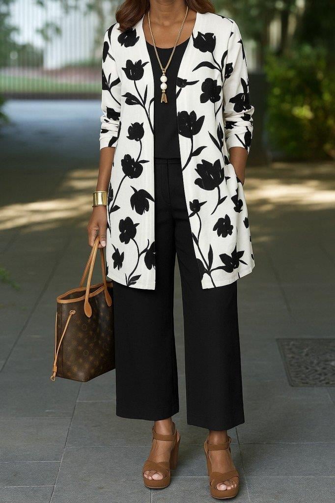 Kadın Uzun Kollu önü Açık Modal Ceket Kolsuz Viskon Iki Iplik Bluz Ve Pantolon üçlü Takım