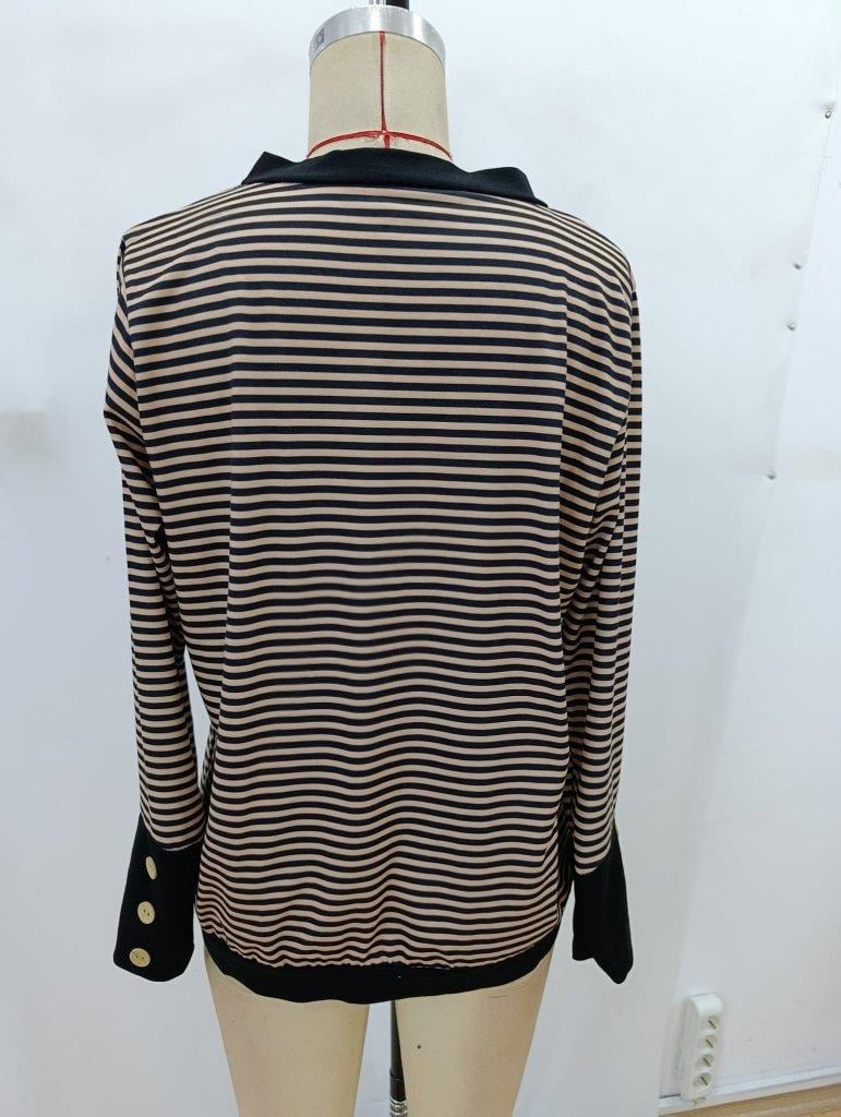 Kadın Uzun Kollu V Yakalı Desenli Süprem Bluz