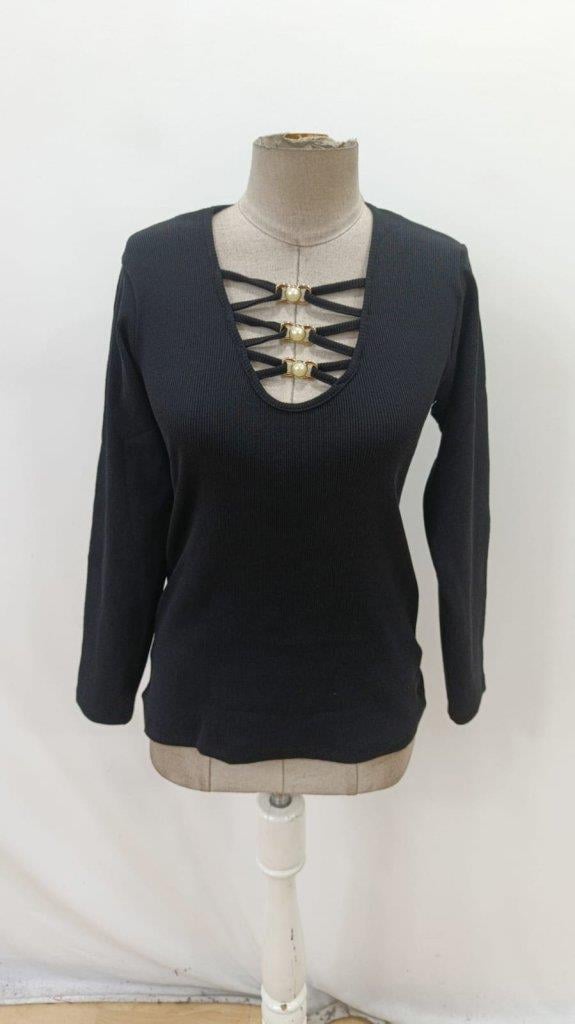 Kadın Uzun Kollu Yakadan çapraz Detaylı Kaşkorse Bluz