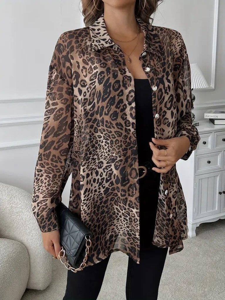 Kadın Uzun Kollu Yakalı önden Düğmeli şifon Gömlek