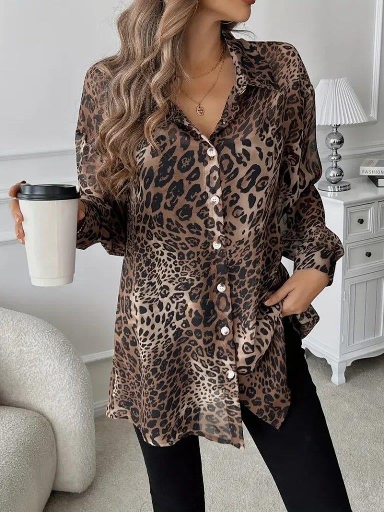 Kadın Uzun Kollu Yakalı önden Düğmeli şifon Gömlek