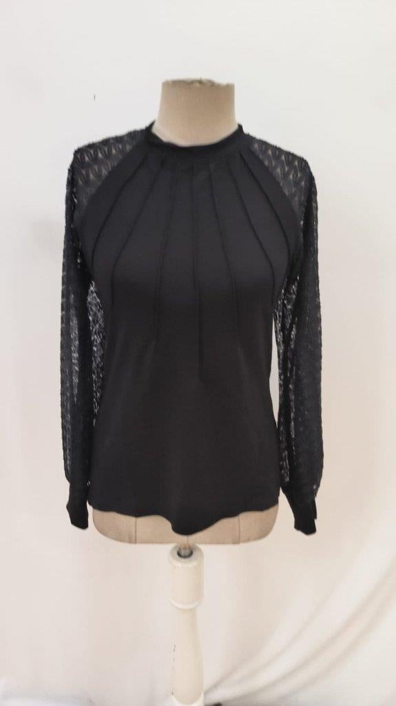 Kadın Uzun Kollu Yarı Balıkçı Yaka önü Nervürlü Viskon Iki Iplik Bluz