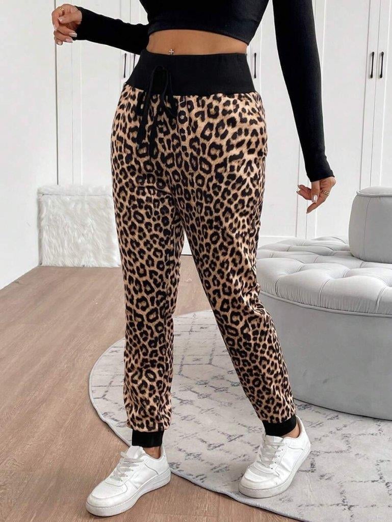 Kadın Yüksek Bel Bağcıklı Desenli Iki Iplik Pantolon