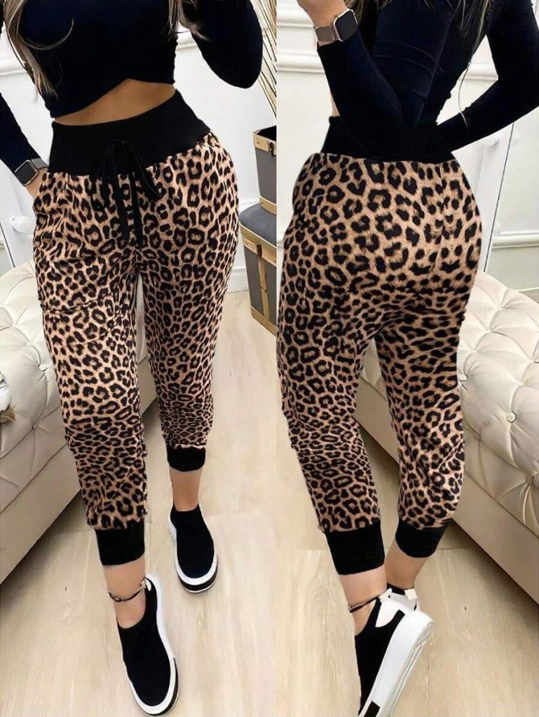 Kadın Yüksek Bel Bağcıklı Desenli Iki Iplik Pantolon