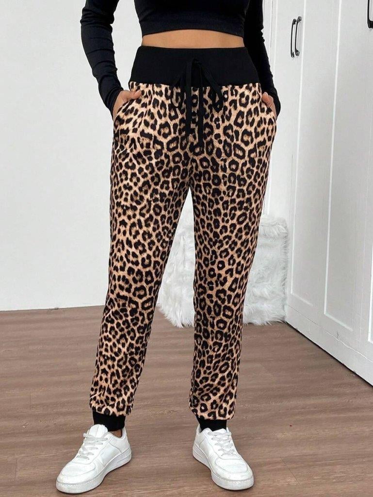 Kadın Yüksek Bel Bağcıklı Desenli Iki Iplik Pantolon