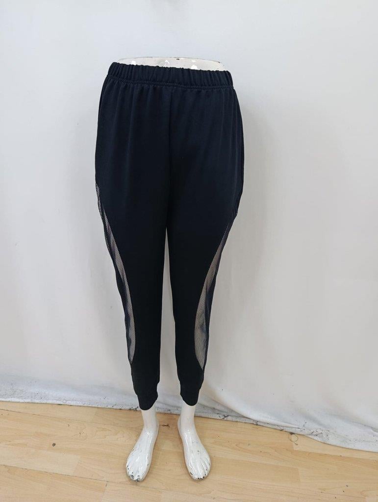 Kadın Yüksek Bel File Detaylı Dar Kesim Viskon Iki Iplik Pantolon