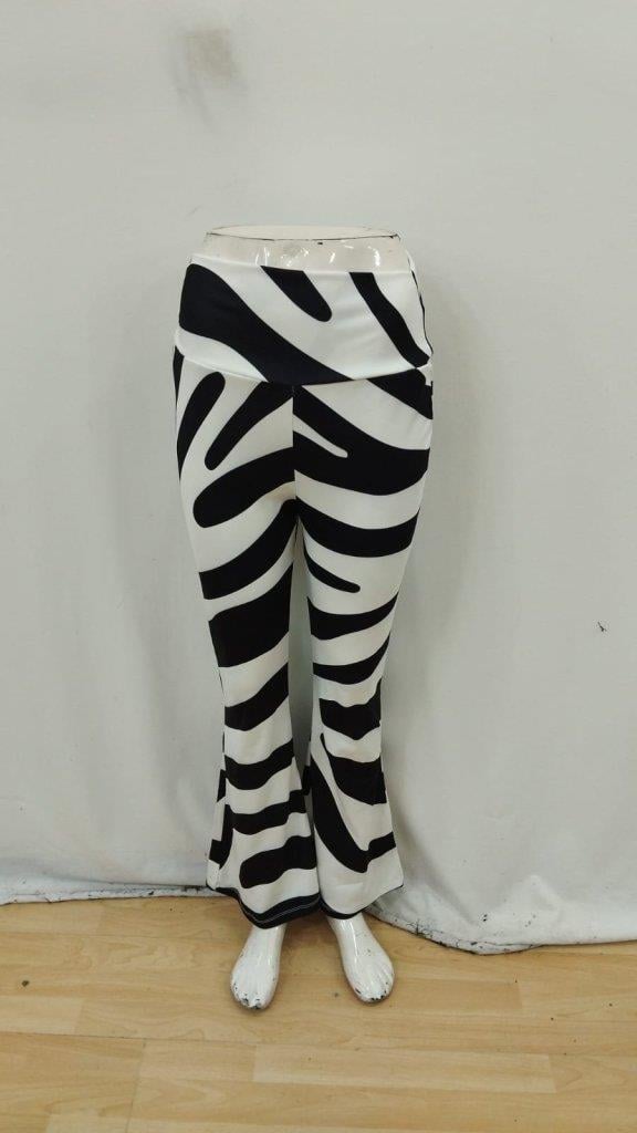 Kadın Yüksek Bel Zebra Desenli Dalgıç Tayt