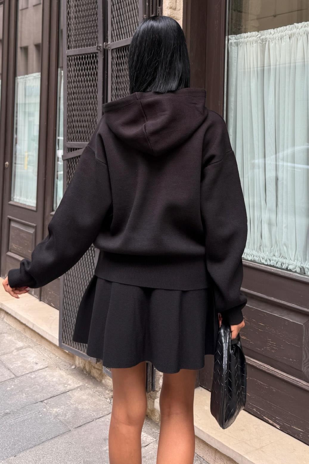 Kapüşonlu ve Etekli Triko Takım 10224 R1-H-K1