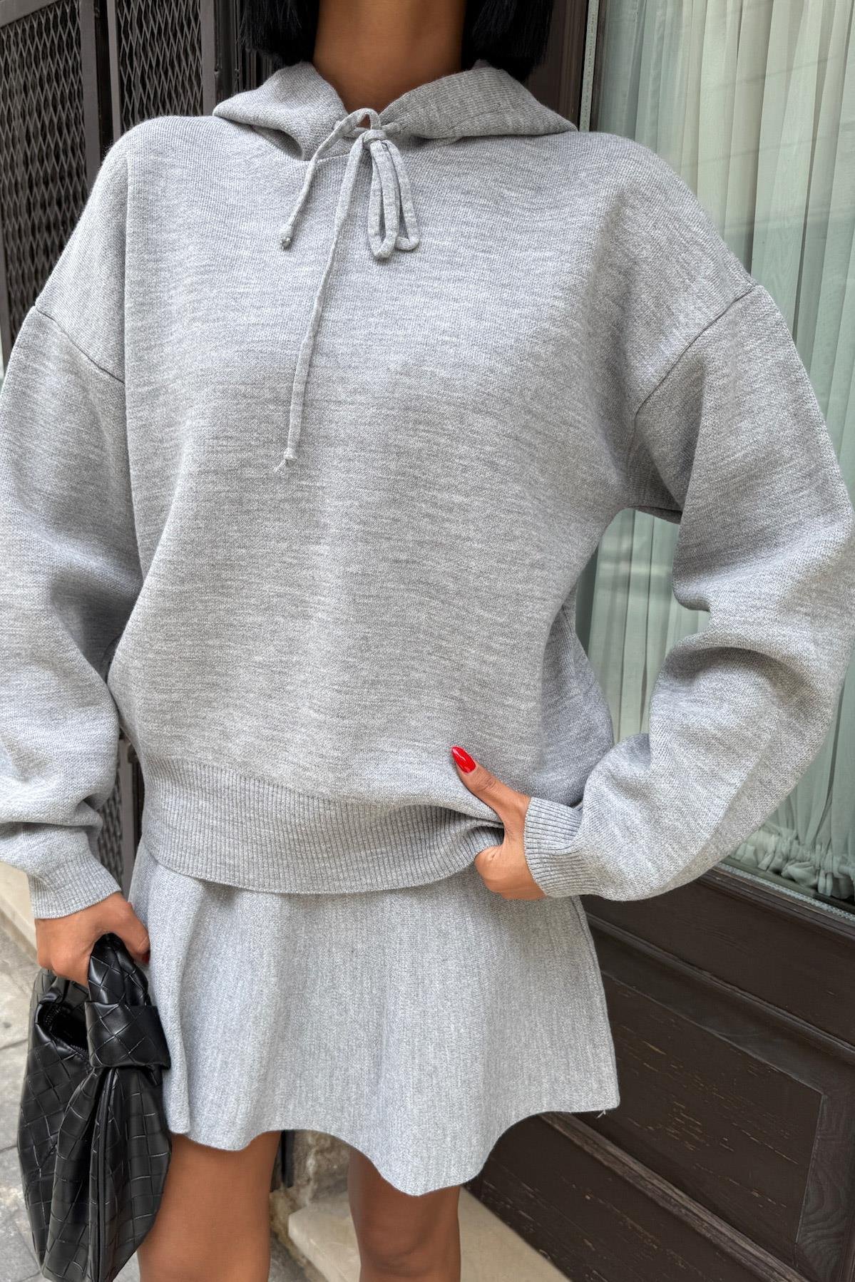 Kapüşonlu ve Etekli Triko Takım 10224 R1-H-K1