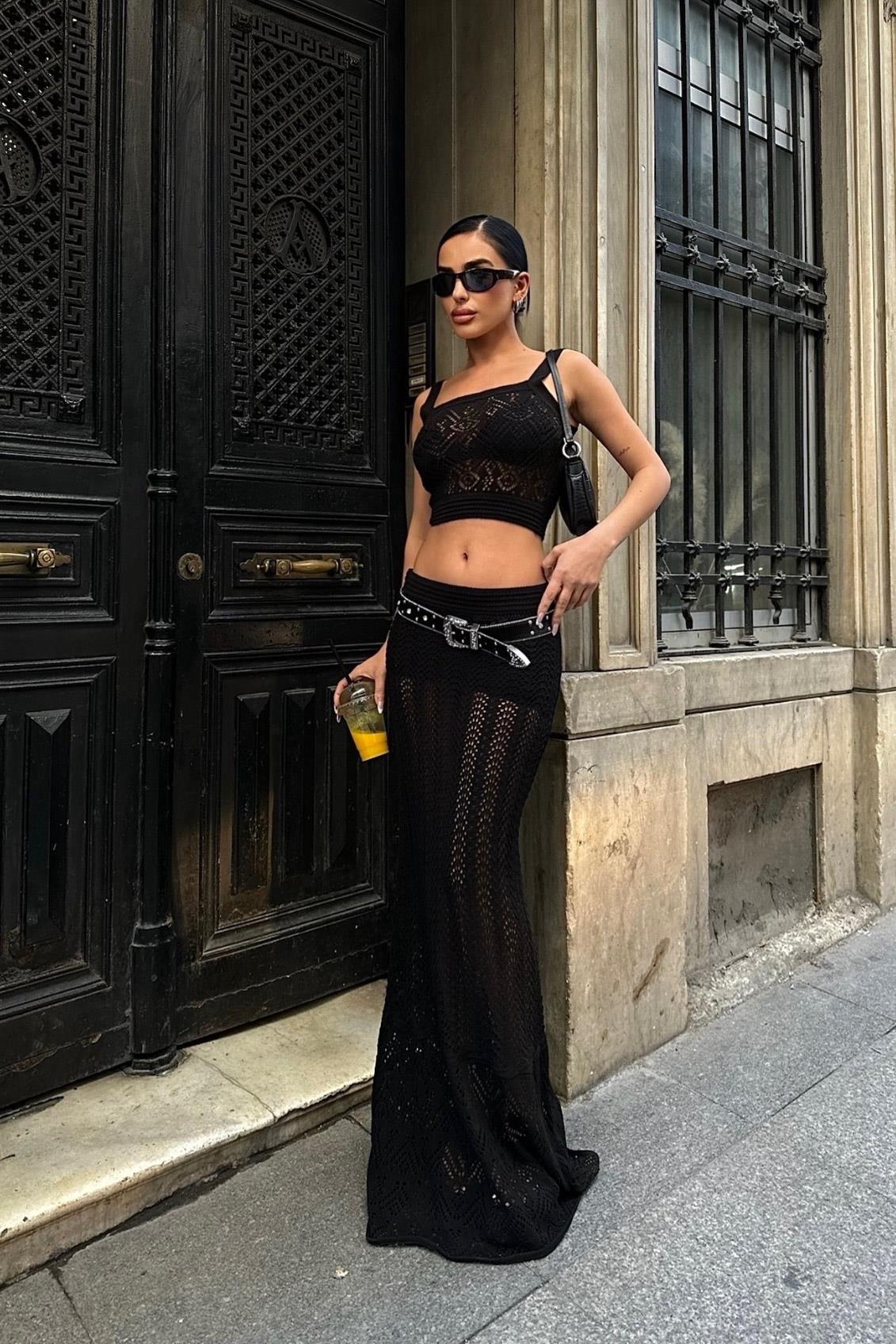 Kayla Dantel Desenli Crop Takım 9840 R2-I-K4