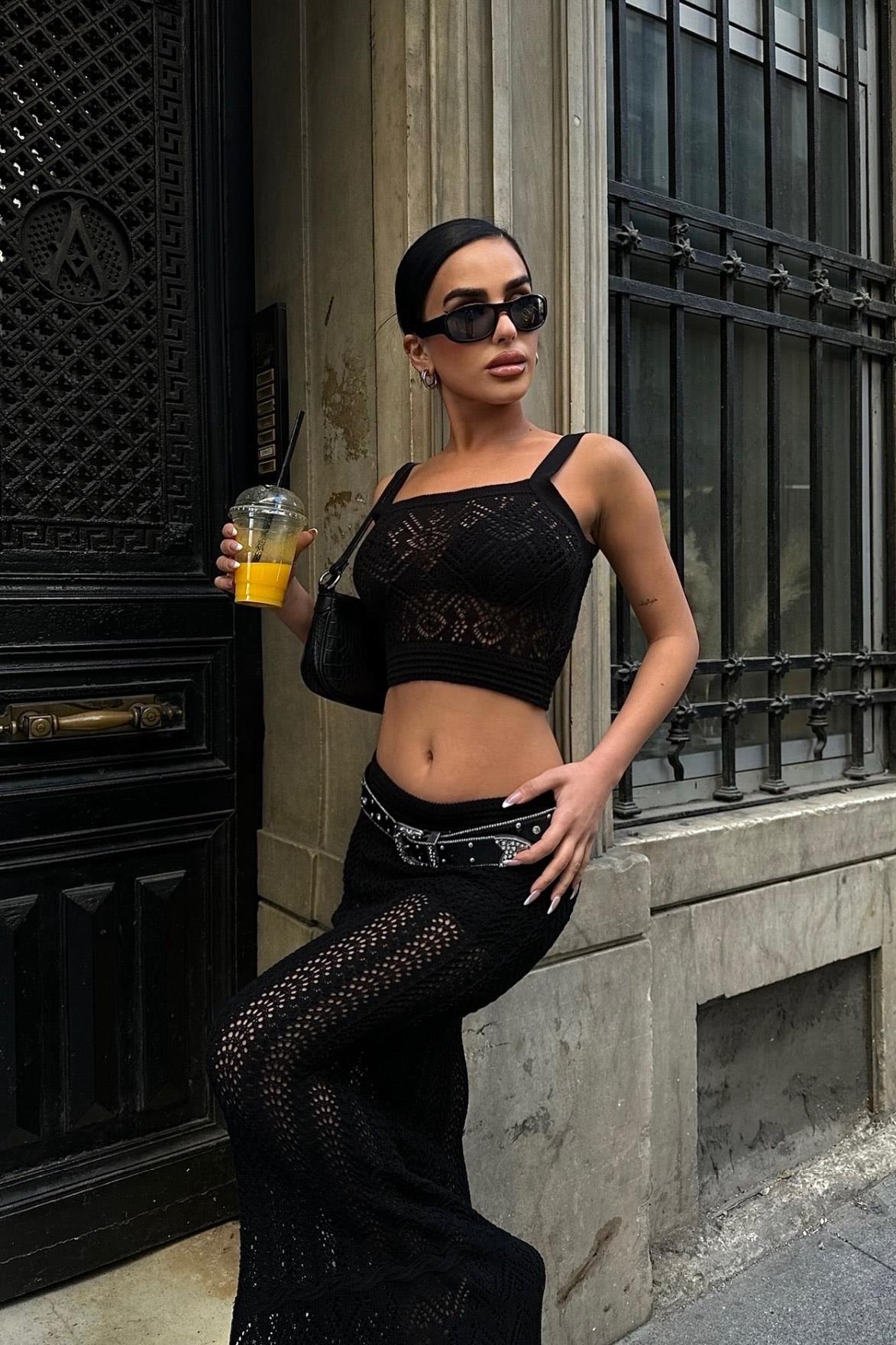 Kayla Dantel Desenli Crop Takım 9840 R2-I-K4