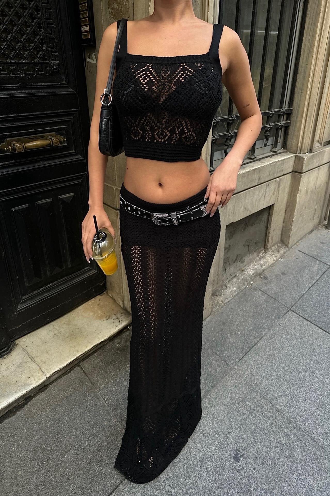 Kayla Dantel Desenli Crop Takım 9840 R2-I-K4