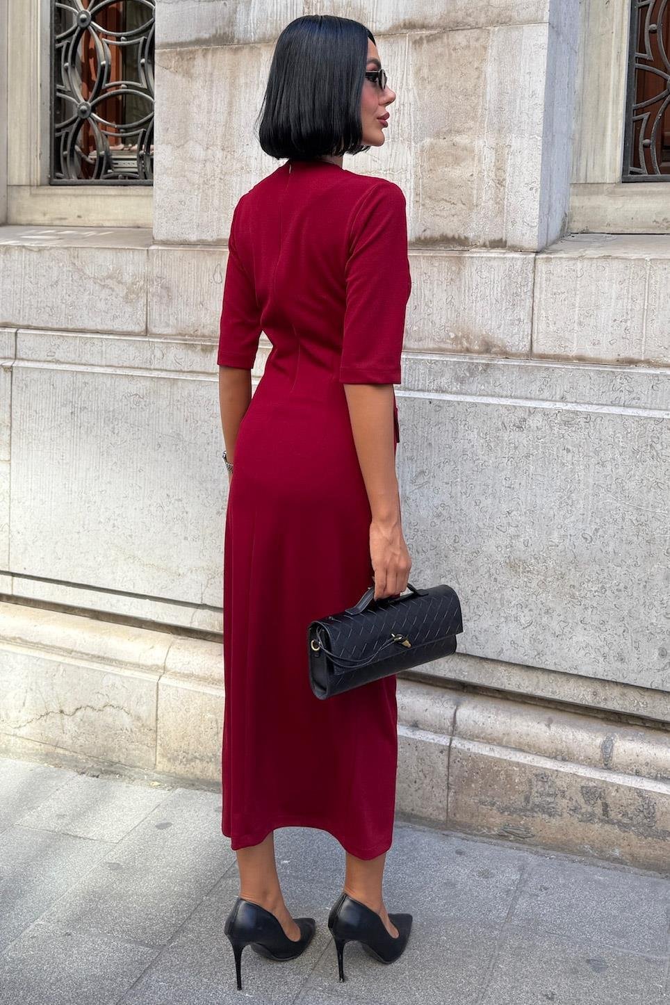 Kemer Detaylı Midi Elbise 2909 R8-C-K3