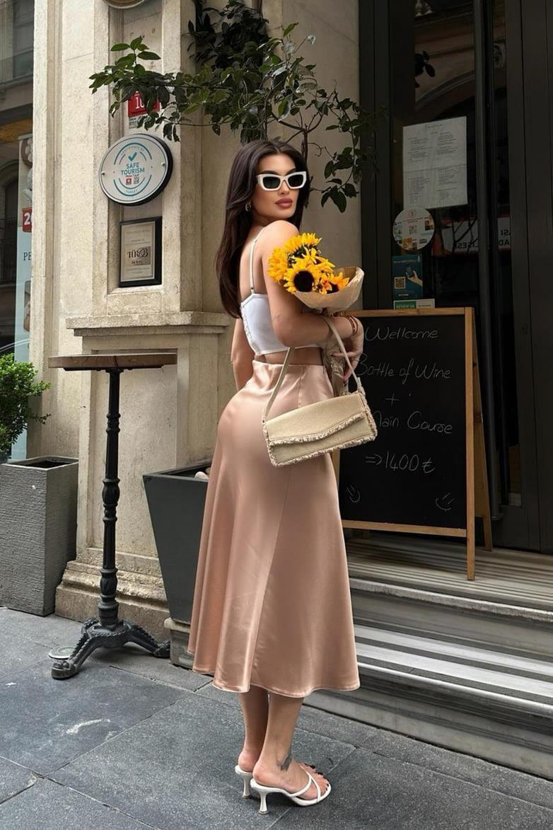 Keria Verev Kesim Saten Etek 4034-08